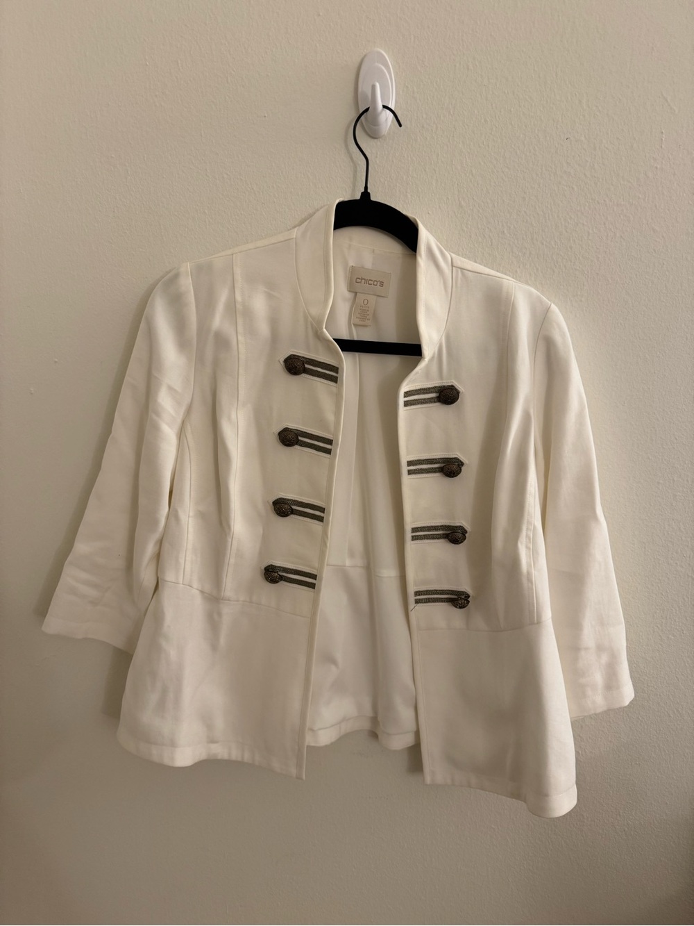 Chico's White Military-Style Women's Jacket in Size 0